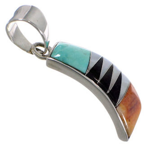 Sterling Silver Turquoise And Multicolor Inlay Pendant RS39509